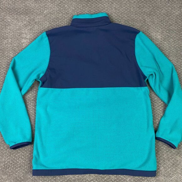 Outdoor Research Trail Mix 1/4 Zip Pullover Medium Teal Navy Waffle Grid Fleece - Picture 6 of 11